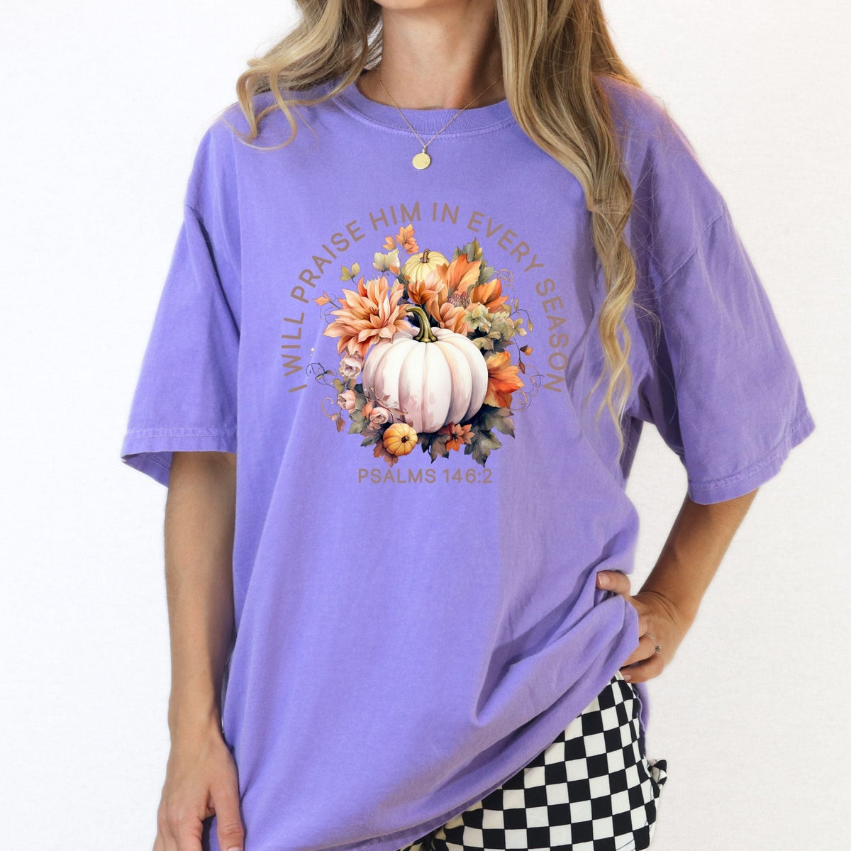 I Will Praise Him Psalm 146:2 fall Comfort Colors shirt, additional product view