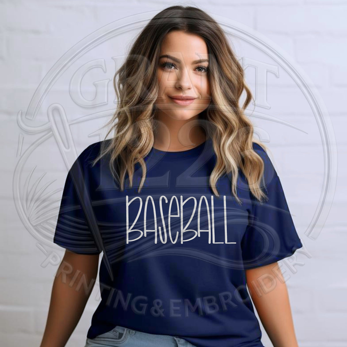 Navy blue custom baseball shirt for women with embroidered name
