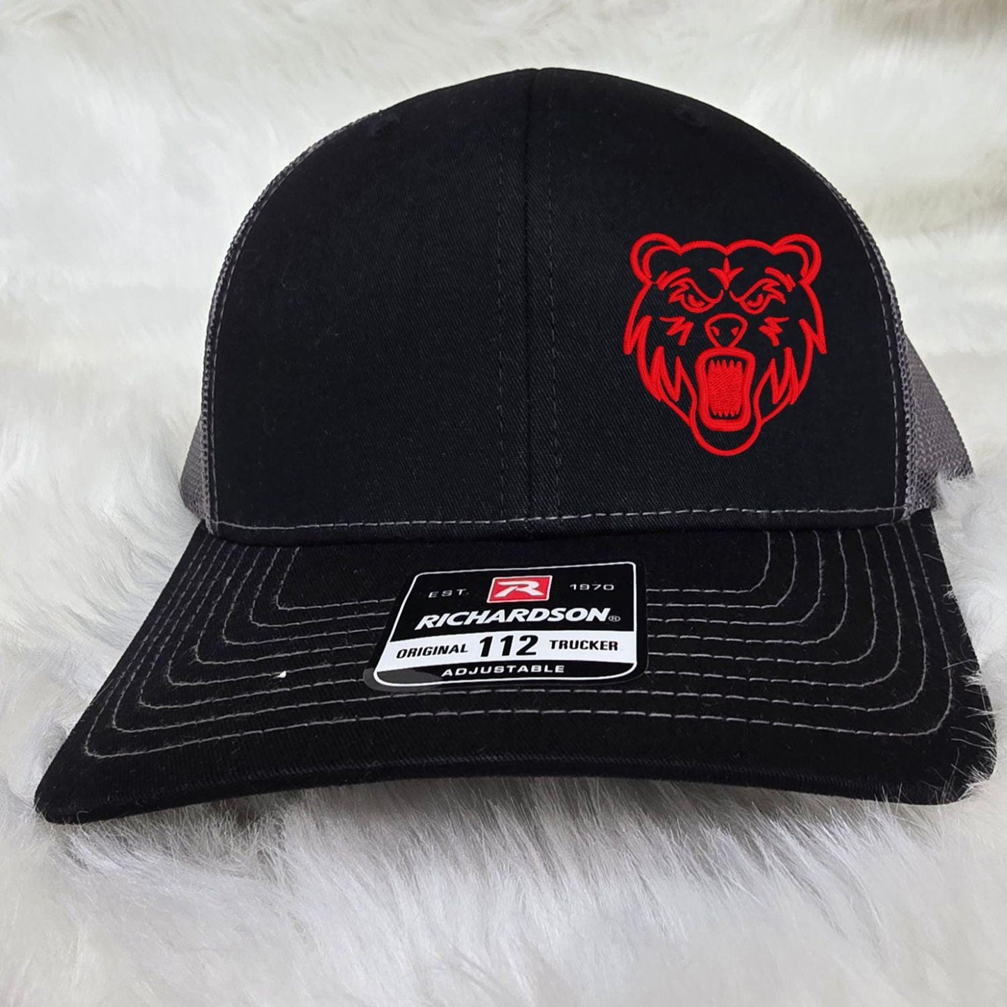 Embroidered Grizzly Bear Mascot hat | Unisex School Spirit Team Apparel | Custom Sports Game Day Outfit | Gift for Fans