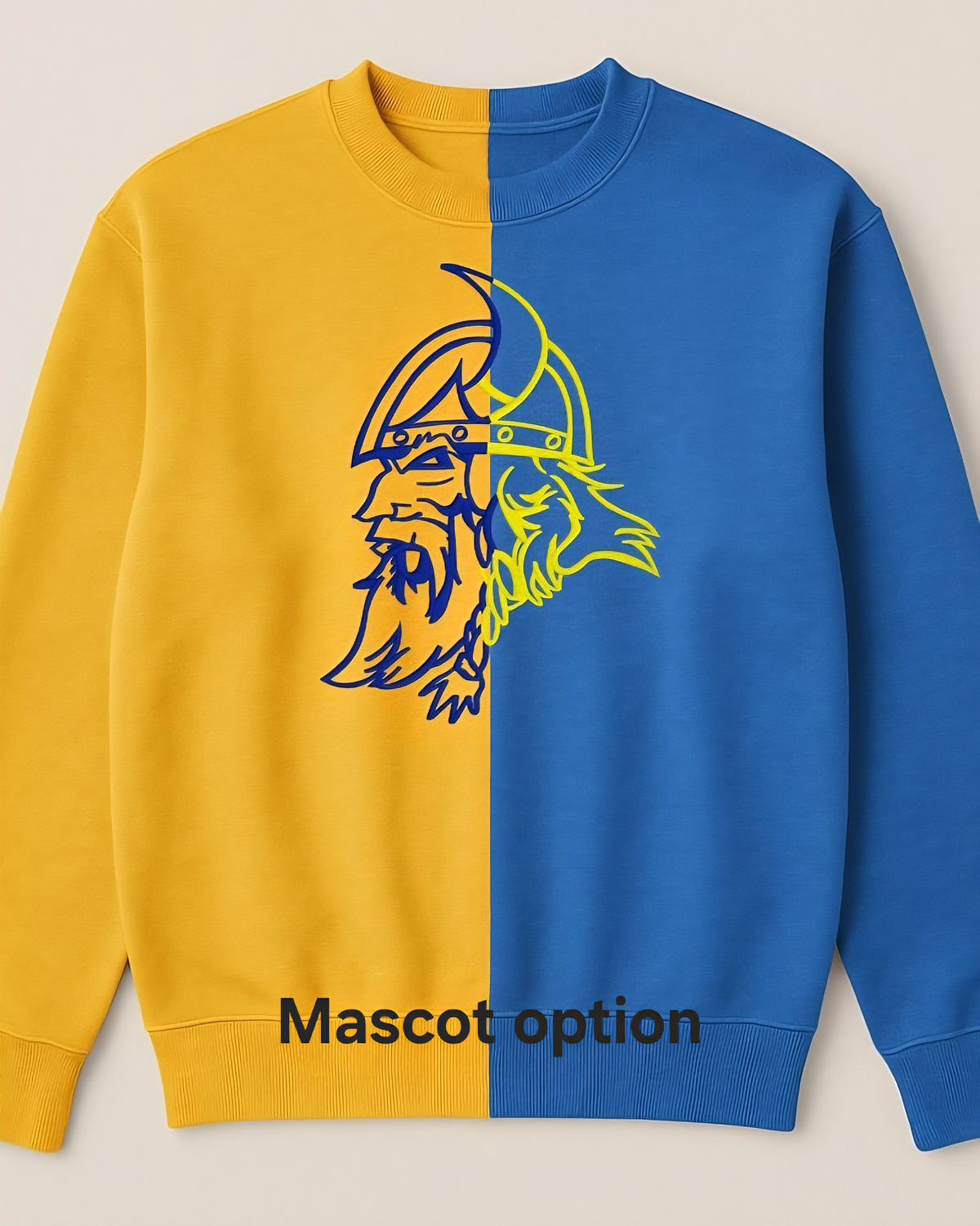 Split color spirit sweatshirt only mascot