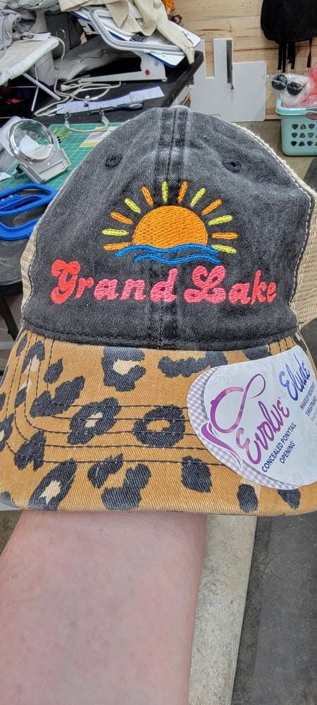 Personalized Lake Life Ponytail Hat, Custom Embroidered Hat