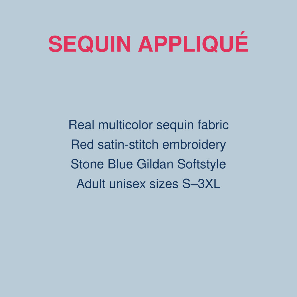 Product details for multicolor sequin MERRY applique Gildan Softstyle sweatshirt