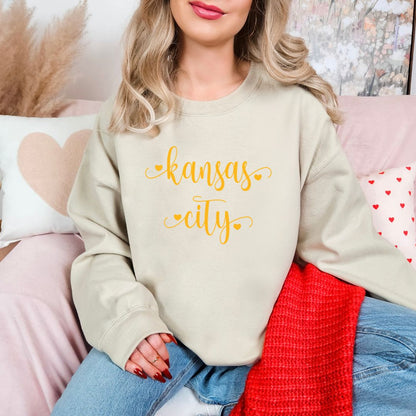 Kansas City script with hearts DTF shirt