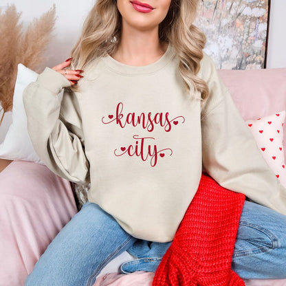 Kansas City script with hearts DTF shirt