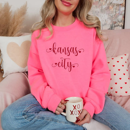 Kansas City script with hearts DTF shirt