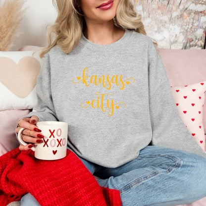 Kansas City script with hearts DTF shirt