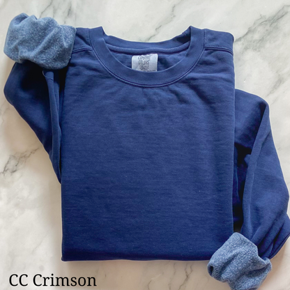 Comfort Colors crewneck color options for custom raggy applique true navy