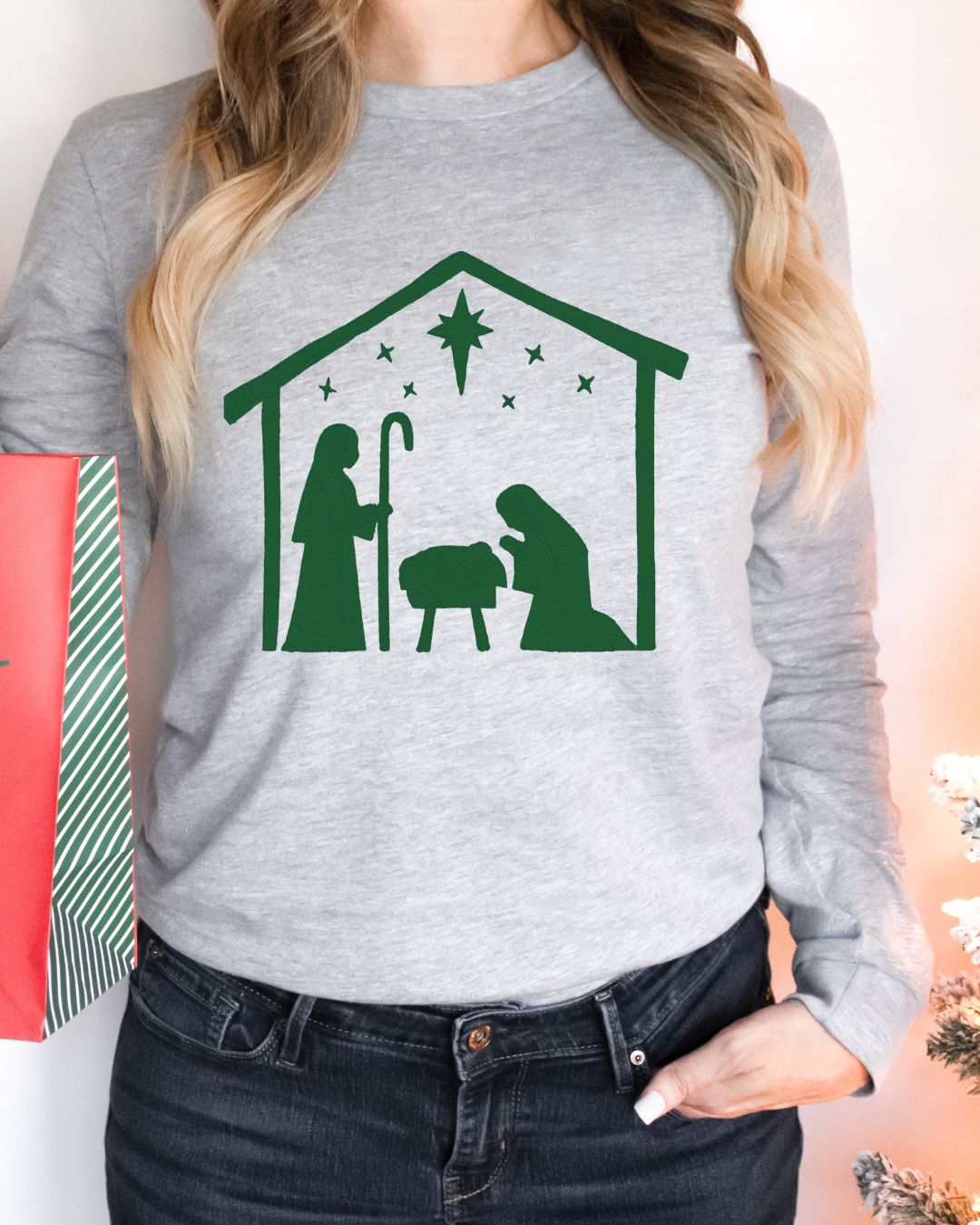 Minimalist Nativity Embroidered Sweatshirt | Neutral Christmas Crewneck | Cozy Faith-Inspired Holiday Apparel