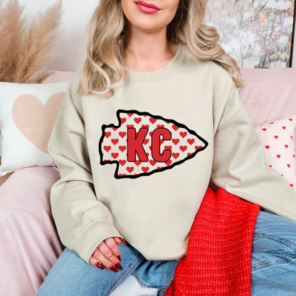 KC red heart arrowhead DTF