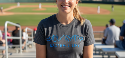 Baseball life embroidery comfort colors tshirt