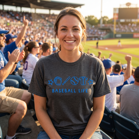Baseball life embroidery comfort colors tshirt