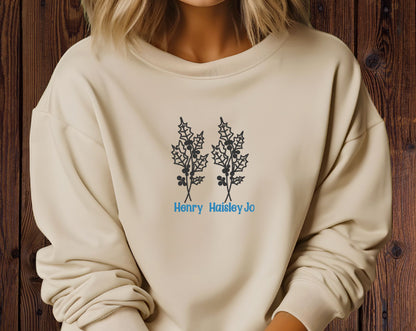 Personalized Birth Month Flowers Shirt with Kids' Names | Custom Embroidered