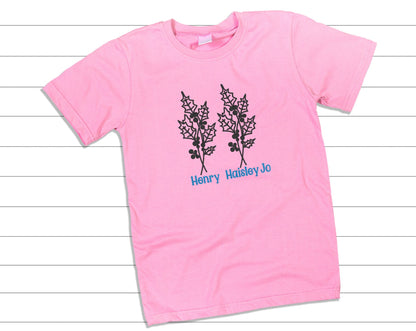 Personalized Birth Month Flowers Shirt with Kids' Names | Custom Embroidered