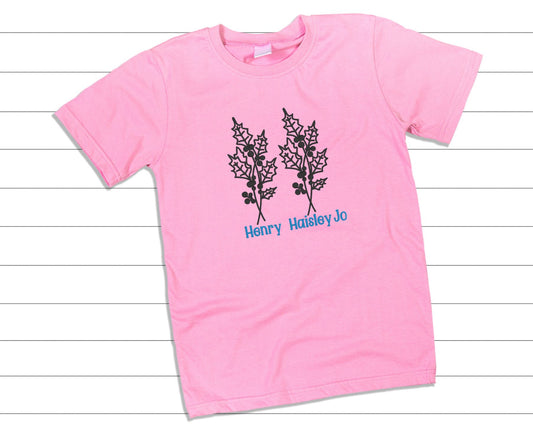 Personalized Birth Month Flowers Shirt with Kids' Names | Custom Embroidered