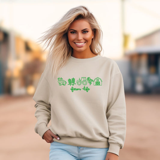 Farm life icons embroidered shirt