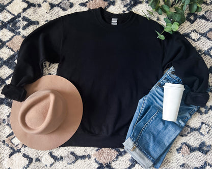 Love sequin embroidered sweatshirt in black crewneck