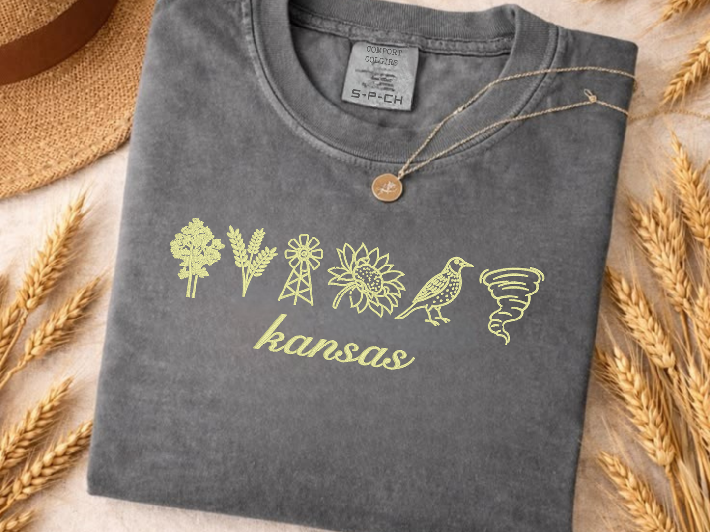Kansas Embroidered Comfort Colors  Shirt