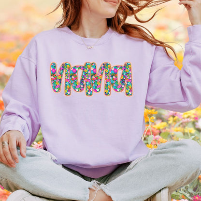 Floral hand written Nana DTF print shirt