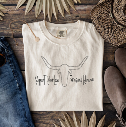 Longhorn Embroidered Comfort Colors  Shirt