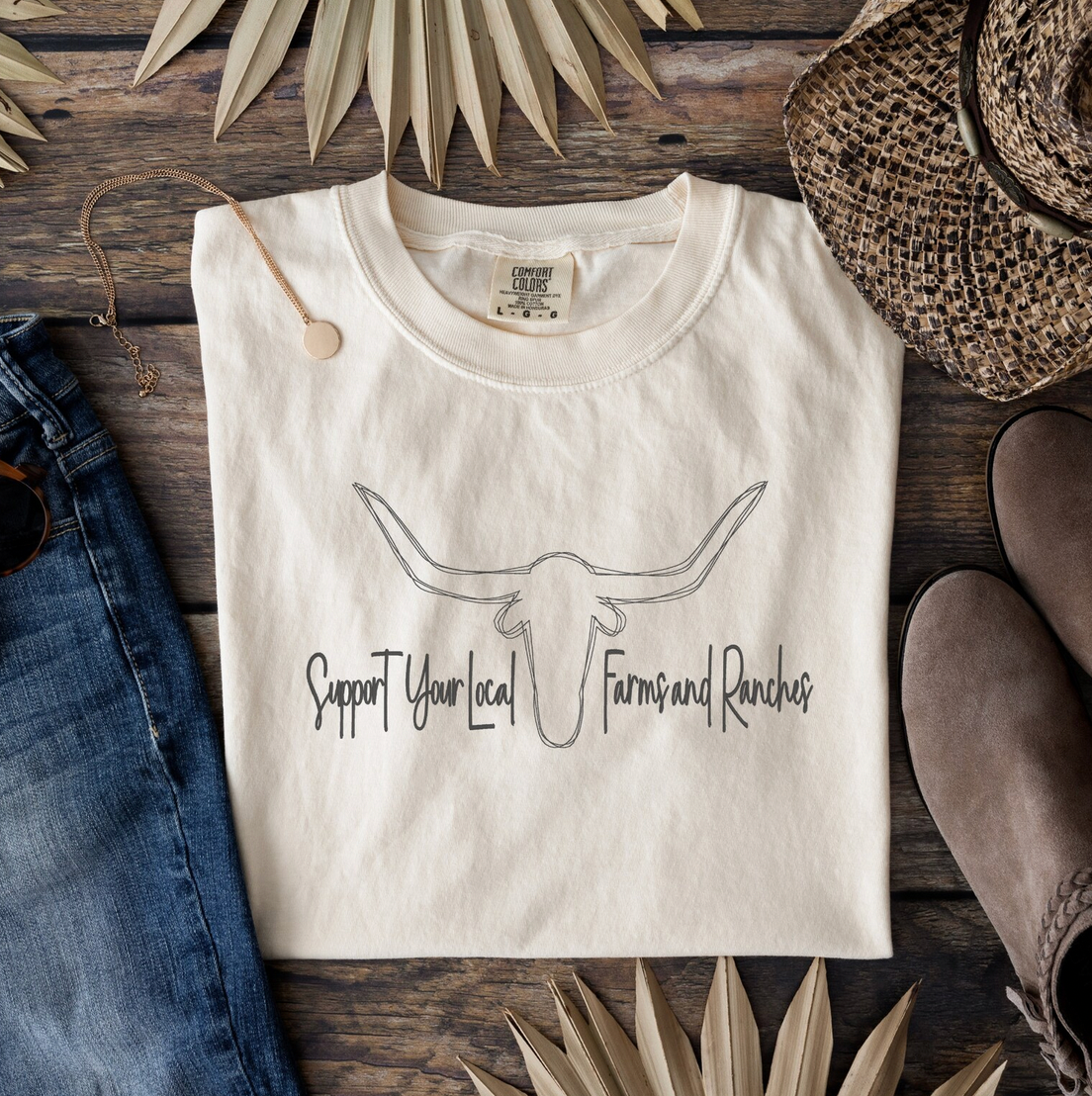 Longhorn Embroidered Comfort Colors Sweatshirt