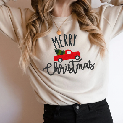 Custom Comfort Colors Merry Christmas Embroidered Sweatshirt