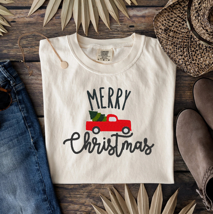 Custom Comfort Colors Merry Christmas Embroidered Sweatshirt