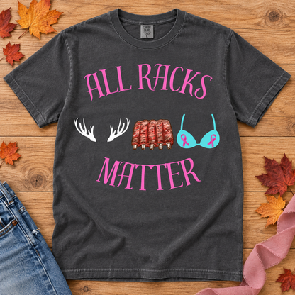 Pepper Comfort Colors All Racks Matter graphic T-shirt fall flat lay