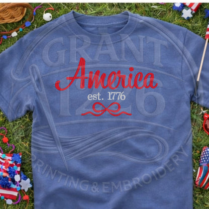 Vintage red America Est 1776 patriotic outfit shirt