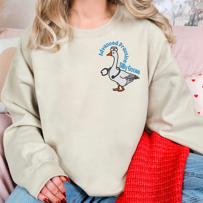 Sand APRN Silly Goose embroidered nurse practitioner sweatshirt