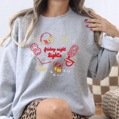 Ash embroidered football, cheer and band sweatshirt for Friday night games