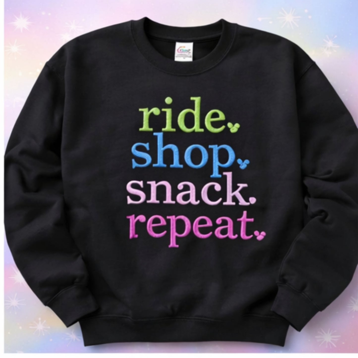 Ride shop snack repeat embroidery sweatshirt