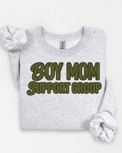 Ash gray Boy Mom Support Group graphic sweatshirt