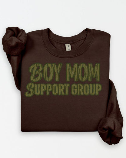 Dark chocolate Boy Mom Support Group graphic sweatshirt