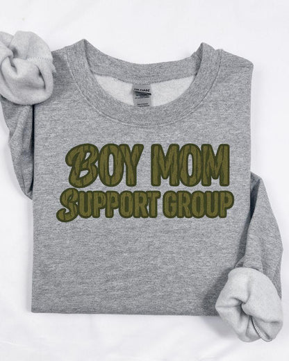 Sport gray Boy Mom Support Group graphic crewneck