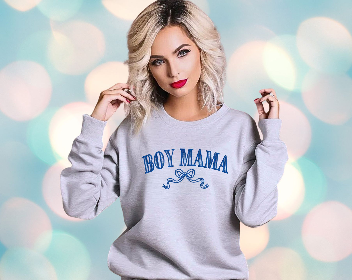 Embroidered Boy Mama Shirt - Trendy Coquette Bow Design, Custom Colors