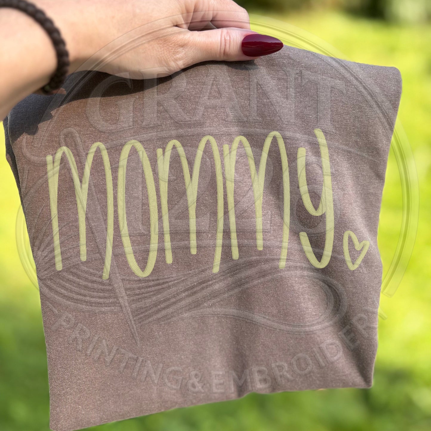 Earth tone embroidered mommy shirt for moms