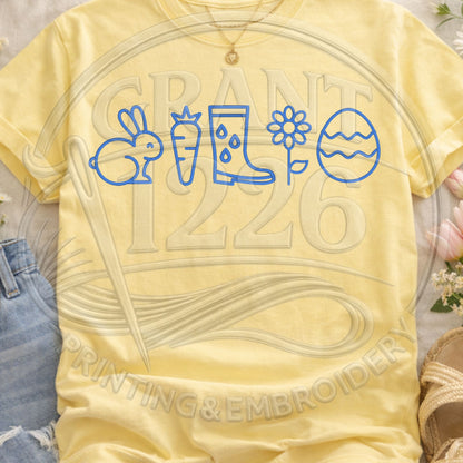 Butter yellow spring icons embroidered t-shirt