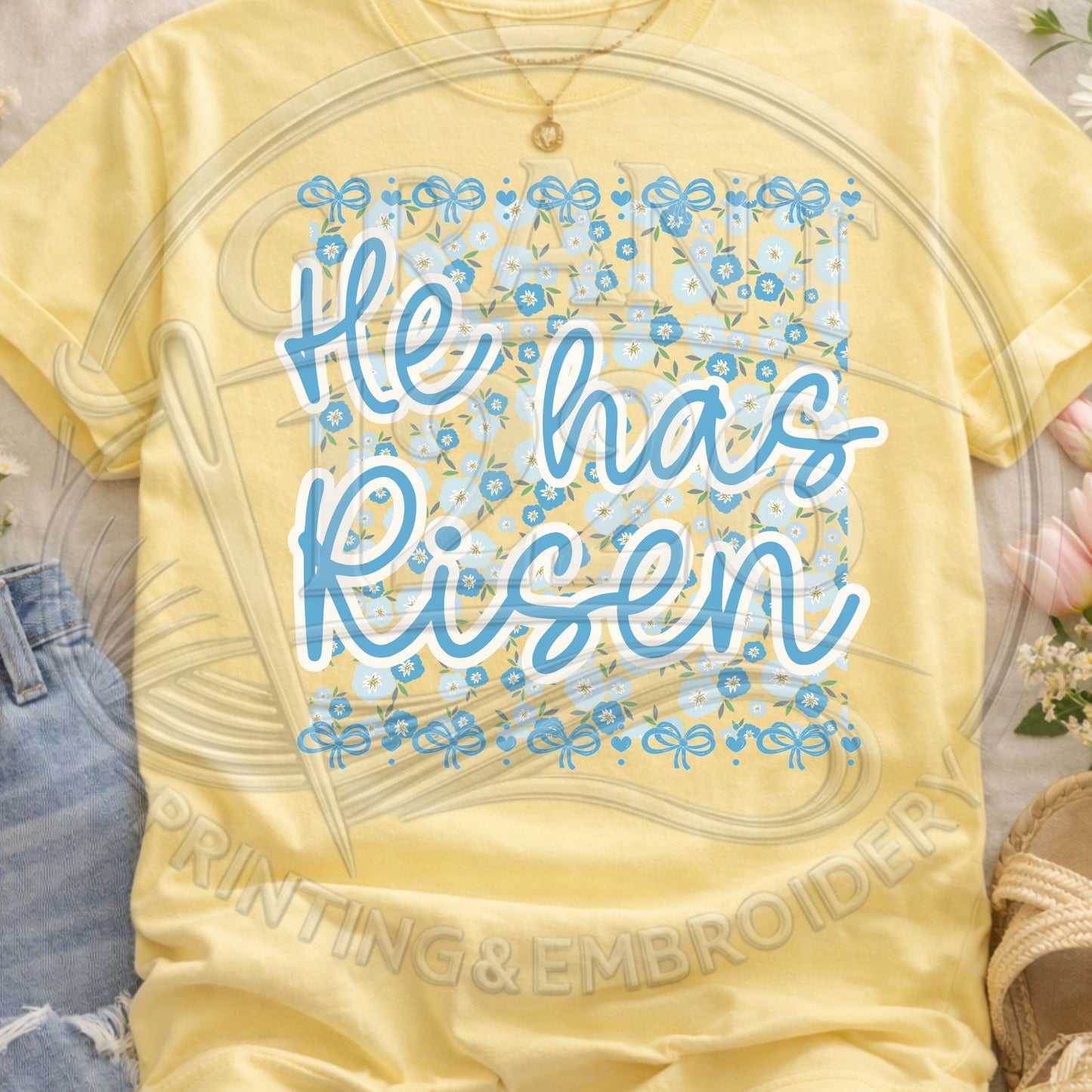 Butter yellow floral Easter graphic tee