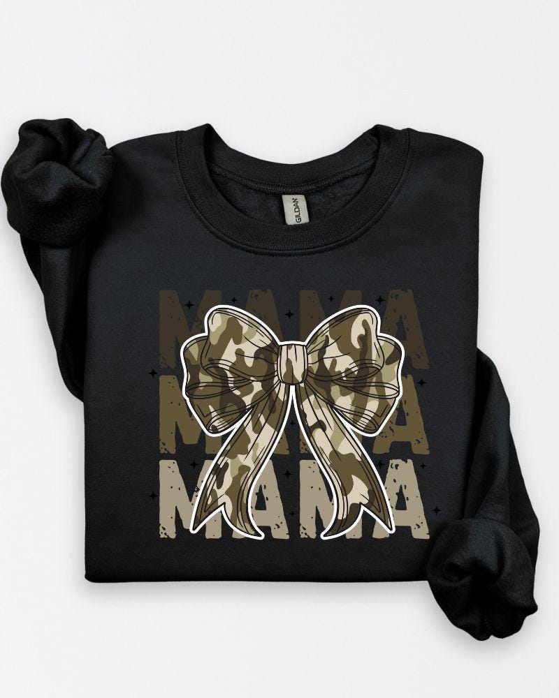 Black Camo MAMA bow graphic sweatshirt