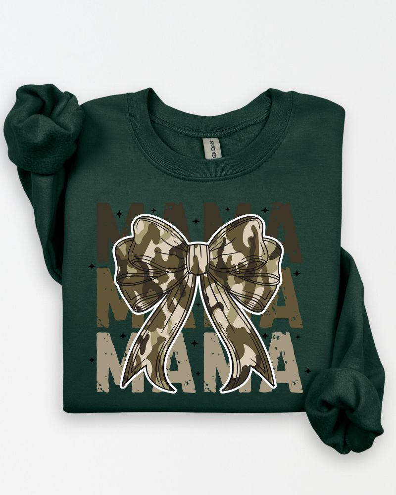 Forest green Camo MAMA bow graphic sweatshirt