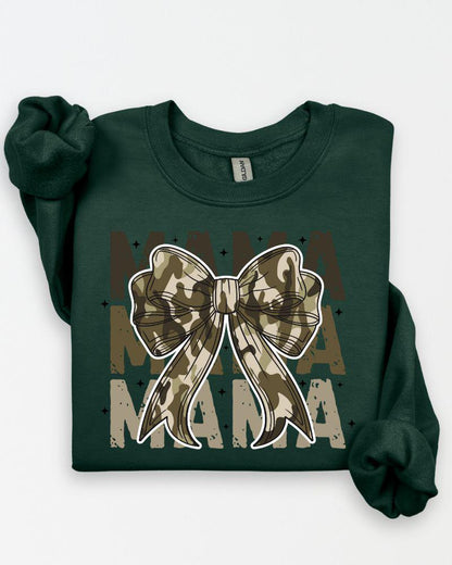 Forest green Camo MAMA bow graphic sweatshirt