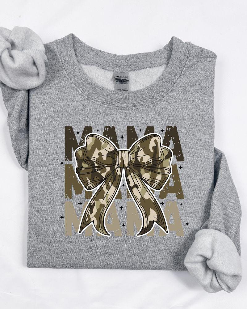 Sport gray Camo MAMA bow graphic crewneck