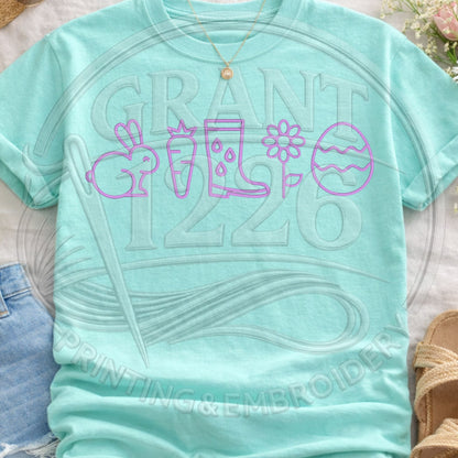 Chalky mint embroidered spring icons Comfort Colors shirt
