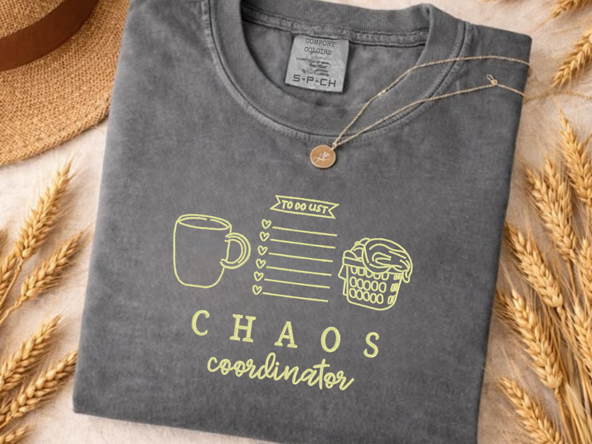 Pepper short-sleeve Chaos Coordinator embroidered shirt flat lay