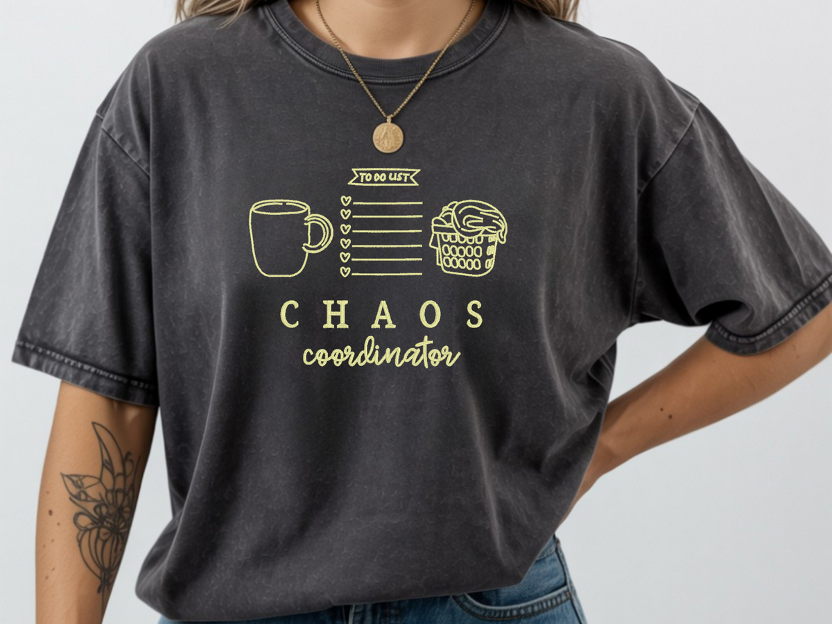 Pepper short-sleeve Chaos Coordinator embroidered adult shirt on model