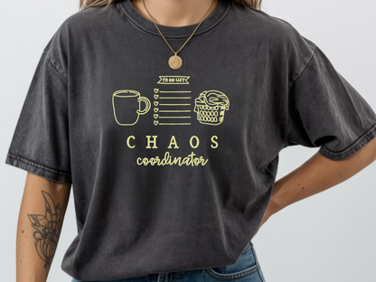 Pepper short-sleeve Chaos Coordinator embroidered adult shirt on model