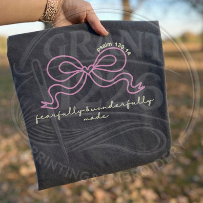 Fearfully and Wonderfully Made Christian graphic embroidered apparel