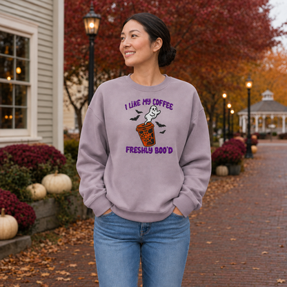 I Like My Coffee Freshly Boo'd embroidered sweatshirt in Paragon