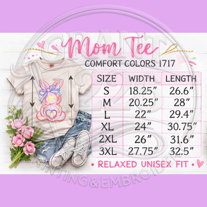 Mom Easter shirt size chart