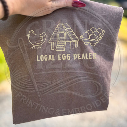 espresso brown hobby farm embroidered tshirt